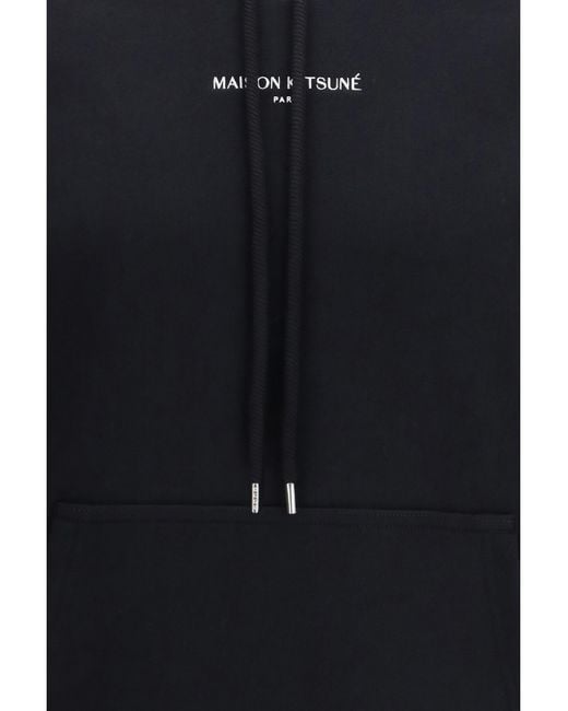 Maison Kitsuné Blue Cotton Sweatshirt With Embroidered Logo Sweatshirts for men