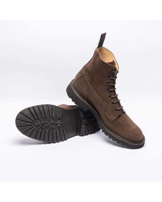 Tricker's Brown Burford Suede Lace-Up Boot Vibram Sole for men