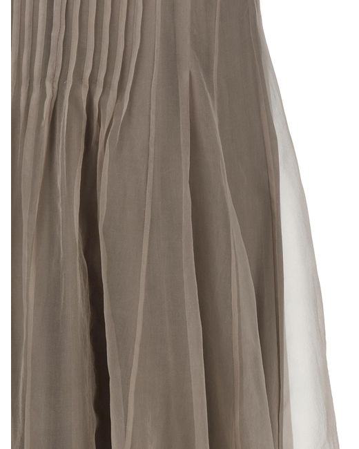Brunello Cucinelli Brown Silk Long Dress