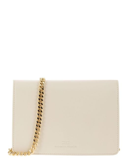 Elisabetta Franchi Natural Shoulder Bag With Gold Swivel Logo
