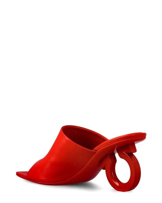 Ferragamo Red Sculpted-Heeled Slip-On Mules