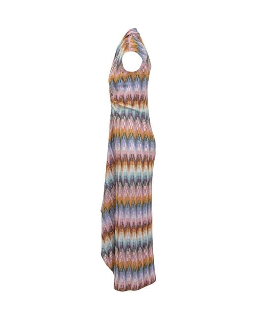 Missoni White Long Dress With Metalized Strands