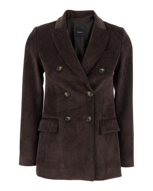 Le Plain Black Double-Breasted Jacket With Peak Revers