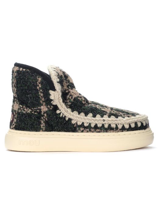 Mou Wool Eskimo Sneaker Bold Grey Tartan Boots in Gray - Lyst