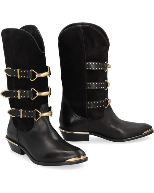 Isabel Marant Black Mexia Leather Boots Calf