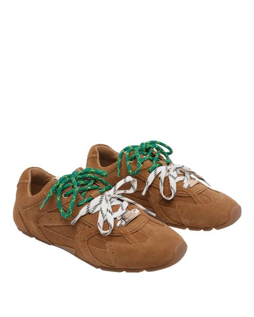 Steve Madden Green Sneakers Suede Leather/Rubber Sole