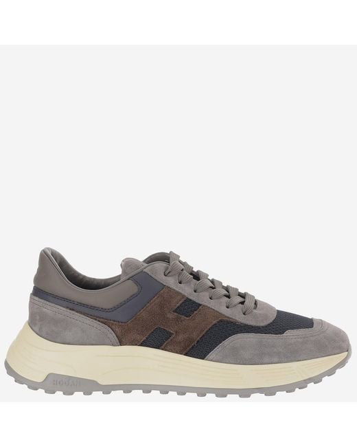 Hogan Gray Sneakers Hyperlight Leather-Mesh Leather And Mesh Trainers for men