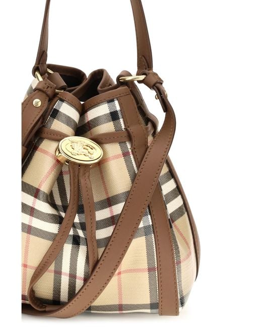 Burberry Natural Mini Check Bucket Bag Calf Leather Bos Taurus
