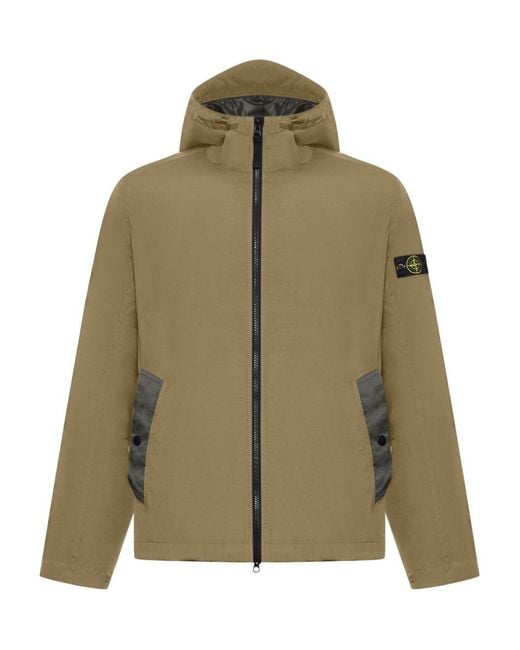 Stone Island Green Technical Fabric Jacket With Compass Logo for men
