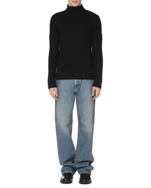 Prada Black Virgin Wool Turtleneck Sweater for men