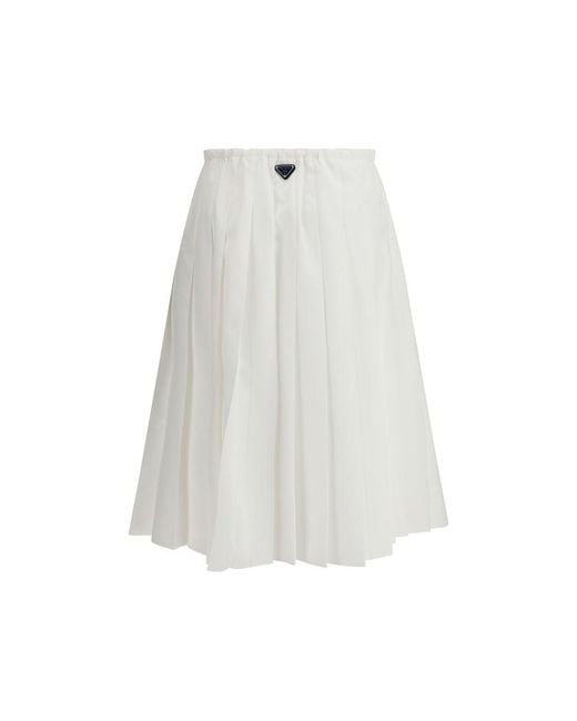 Prada White Cotton Long Skirt