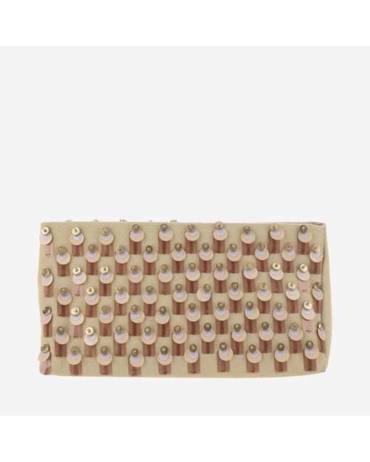 Dries Van Noten Metallic Cotton Clutch Bag With Beads