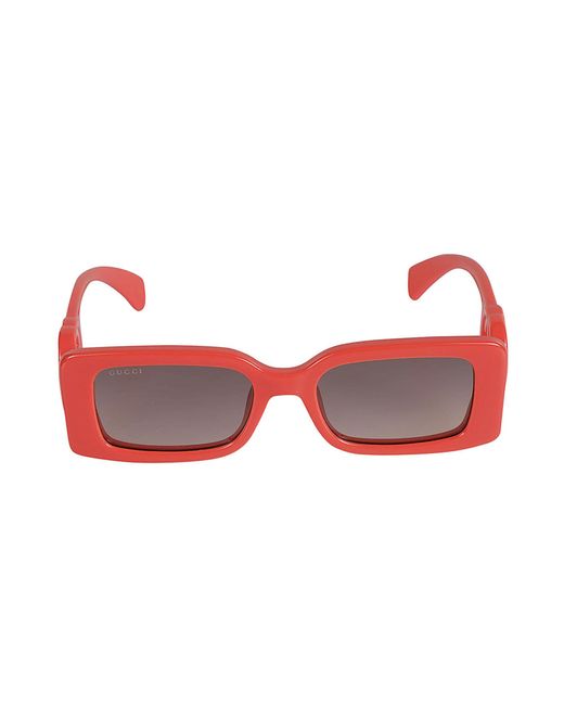 Gucci Red Rectangle Logo Sunglasses