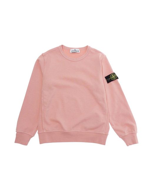 Stone Island Pink Kids Crewneck Sweatshirt Cotton Hoods & Sweatshirts for men