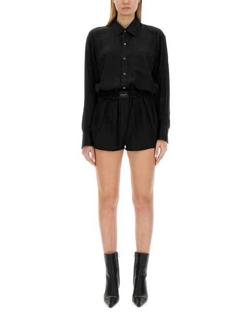 T By Alexander Wang Black Short Jumpsuit With Boxer Silhouette