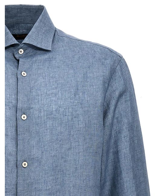 Moorer Blue Linen Shirt for men
