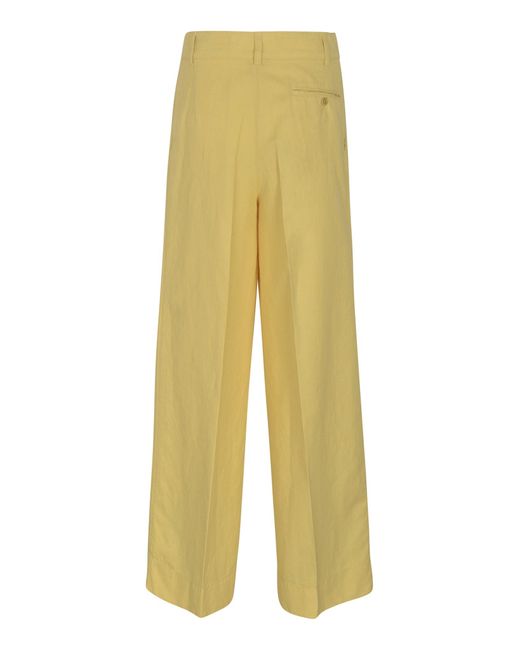 Aspesi Yellow High-Waist Straight Leg Plain Trousers