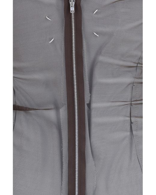 Maison Margiela Gray Semi-Sheer Midi Dress Polyamide; Elastane