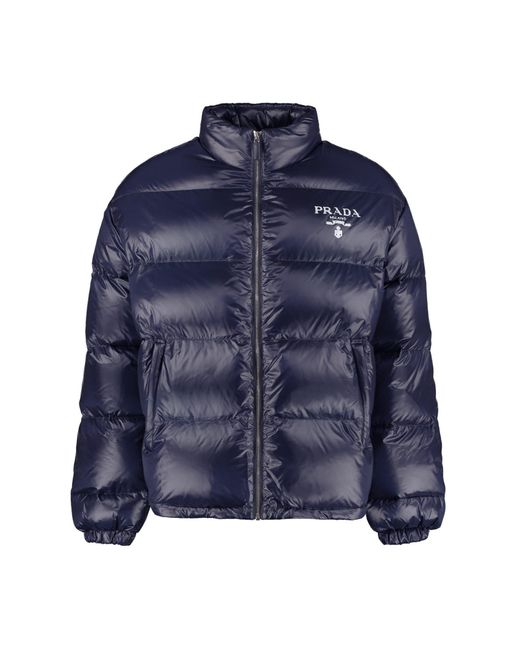 Prada Goose Full Zip Down Jacket in Blue for Men | Lyst