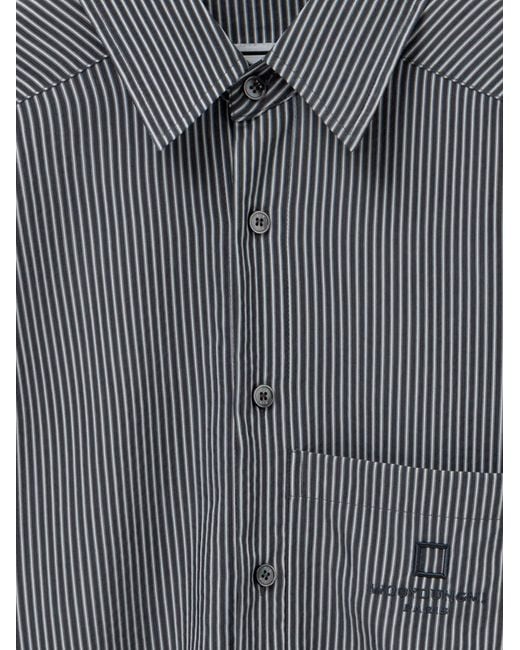 Wooyoungmi Gray Cotton-Blend Striped Shirt Cupro for men