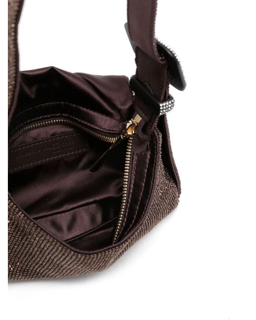 Benedetta Bruzziches Brown Crystal-Embellished Top-Handle Shoulder Bag