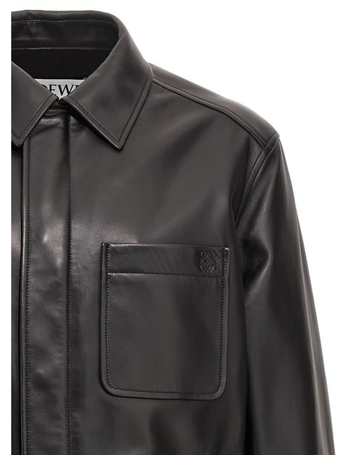 Loewe Black Leather Overshirt Shirt, Blouse for men