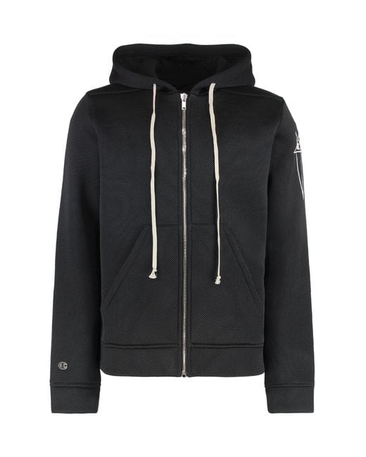 Rick Owens Black X Champion Full Zip Hoodie Polyester for men