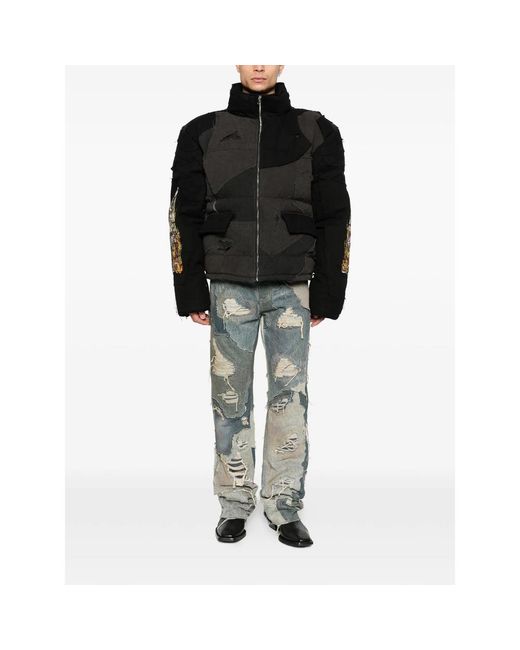 Who Decides War Black Patchwork Pocket Jacket for men