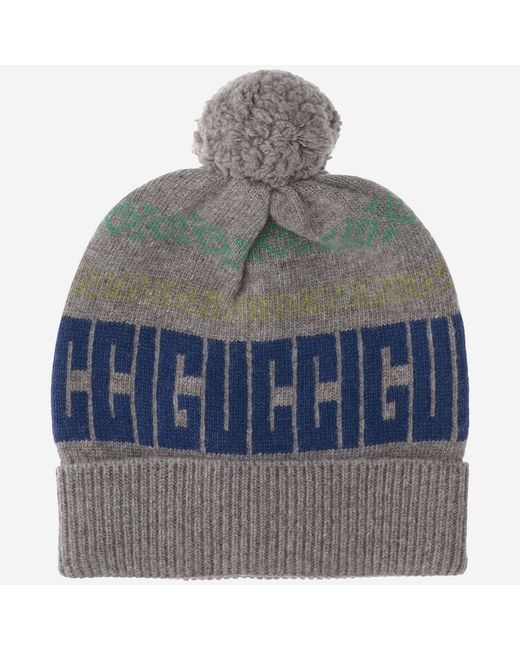 Gucci Gray Wool Hat With Logo for men