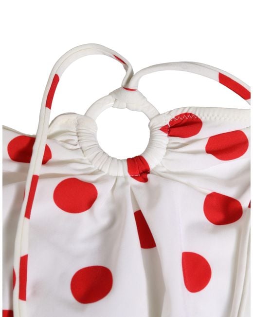 Dolce & Gabbana White Polka Dot One-Piece Swimsuit Swimwear And Elastane Nylon Clothing