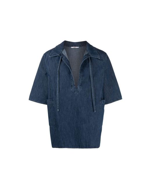 Valentino Blue Cotton Denim Shirt for men