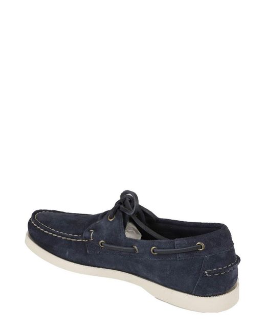 Sebago Blue Lace-Up Round Toe Boat Shoes for men