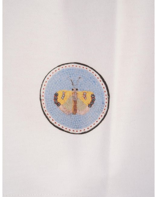 Giambattista Valli White Crop Top With Micromosaic Print