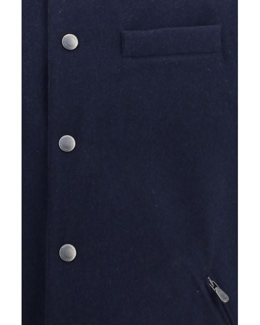 Brunello Cucinelli Blue Wool Down Vest Ovis Aries Jackets for men