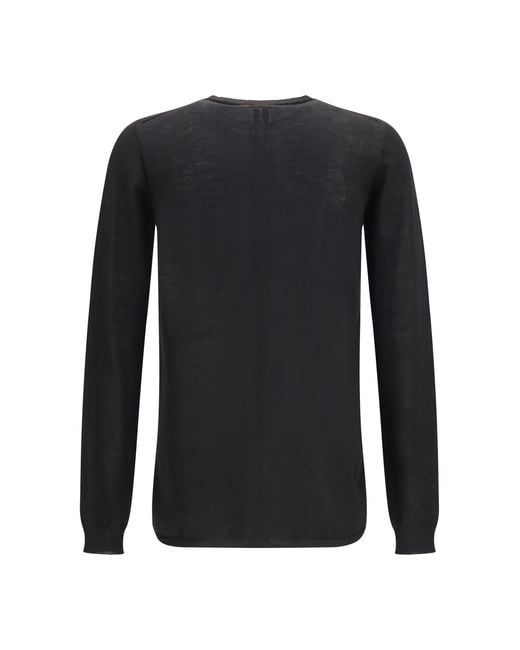 Rick Owens Black Biker Level Sweater Merino Wool Ovis Aries for men