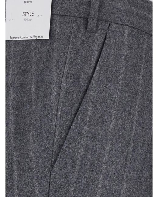 PT Torino Gray Trousers Wool-Blend Wool Blend for men