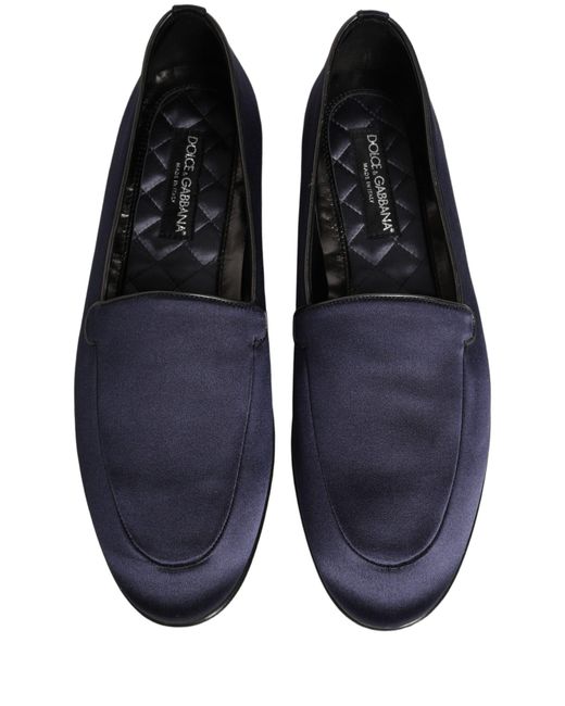 Dolce & Gabbana Black Satin Dg Logo Dress Loafers Shoes Leather for men