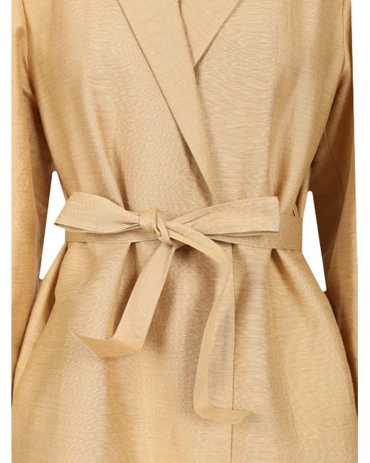 Max Mara Natural Linen And Silk Canvas Overcoat