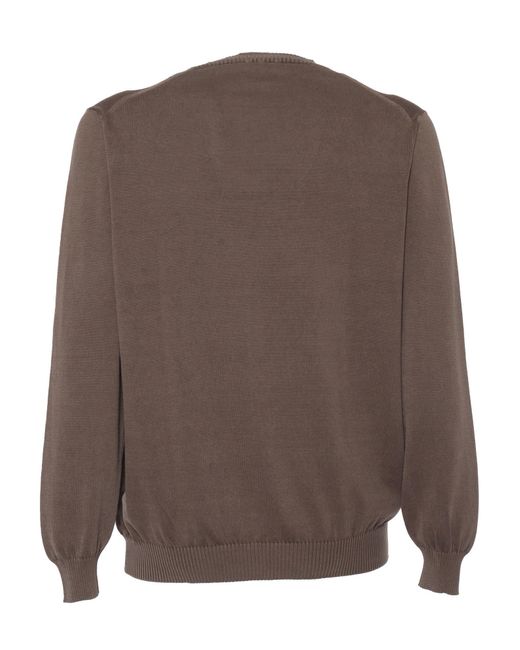 Fedeli Brown Giza Light Frosted Sweater for men