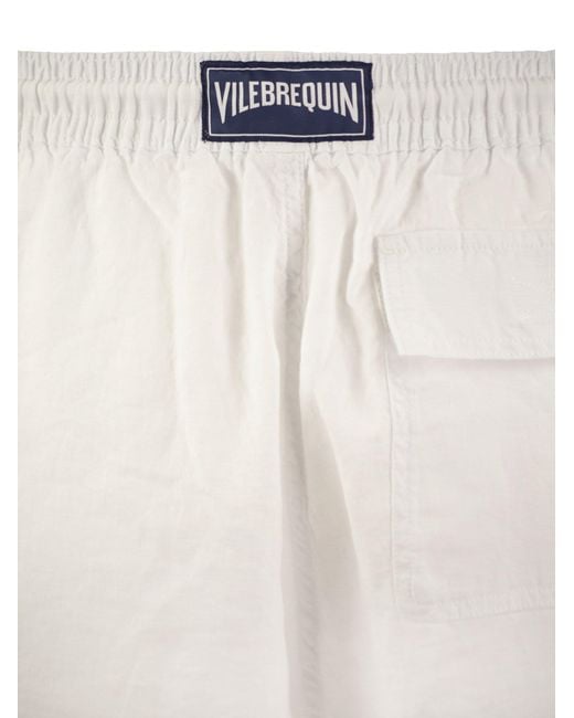 Vilebrequin White Linen Cargo Bermuda Shorts for men