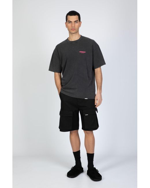 Represent Black Baggy Cotton Cargo Short Cotton Baggy Cargo Shorts for men