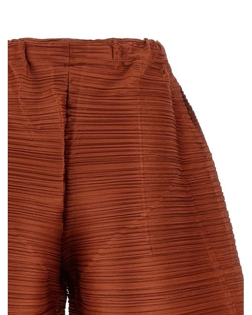 Pleats Please Issey Miyake Red Polyester Casual Pants