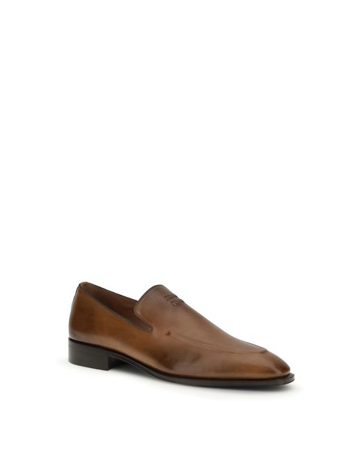 Miu Miu Brown Leather Loafers Calf