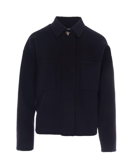 Fabiana Filippi Blue Wool Shirt Jacket With Patch Pockets