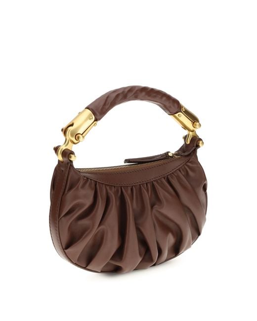 Balmain Brown Ébène Mini Bag Calfskin Leather Calf Suede Shoulder