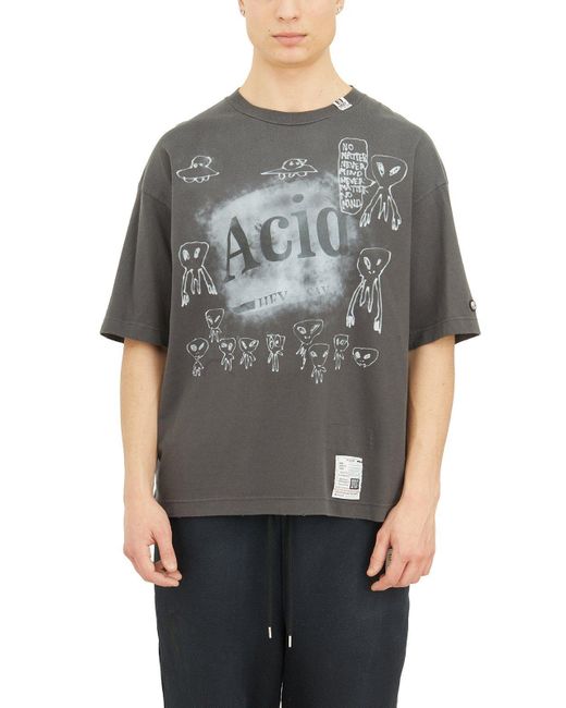 Maison Mihara Yasuhiro Gray Graphic Printed Crewneck T-shirt for men