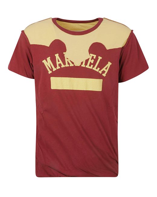 Maison Margiela Red Logo Printed Crewneck T-shirt for men