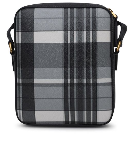 Thom Browne Black Gray Leather Crossbody Bag for men