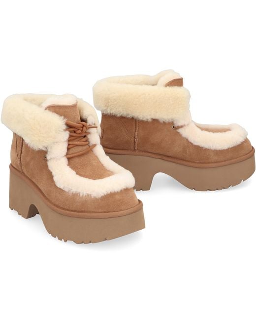 Ugg Brown Classic Esmee Lace Up Boots Chamois
