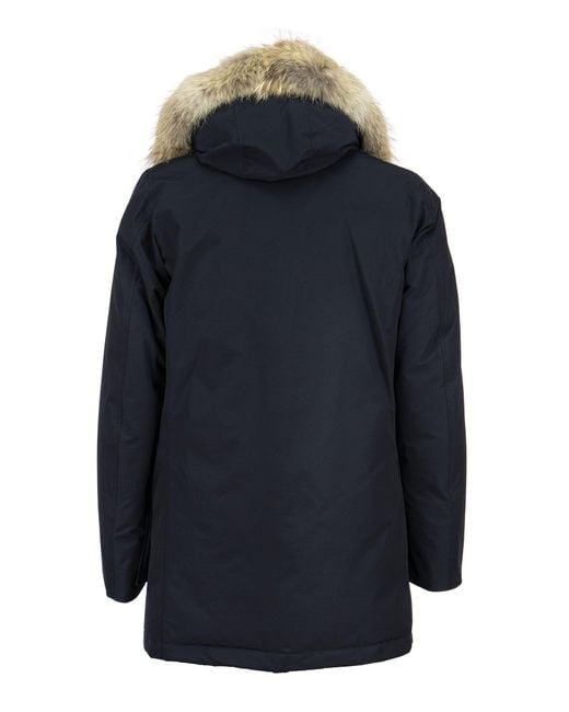Woolrich Blue Arctic Parka With Removable Fur Coat for men